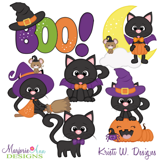 Halloween Cats SVG Cutting Files + Clipart - Click Image to Close